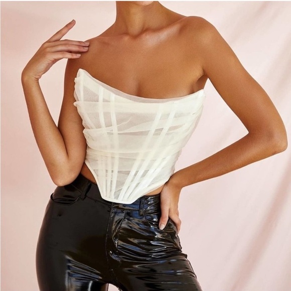 NEW House of CB Melinda Chiffon Draped Corset Top Small - Picture 1 of 13